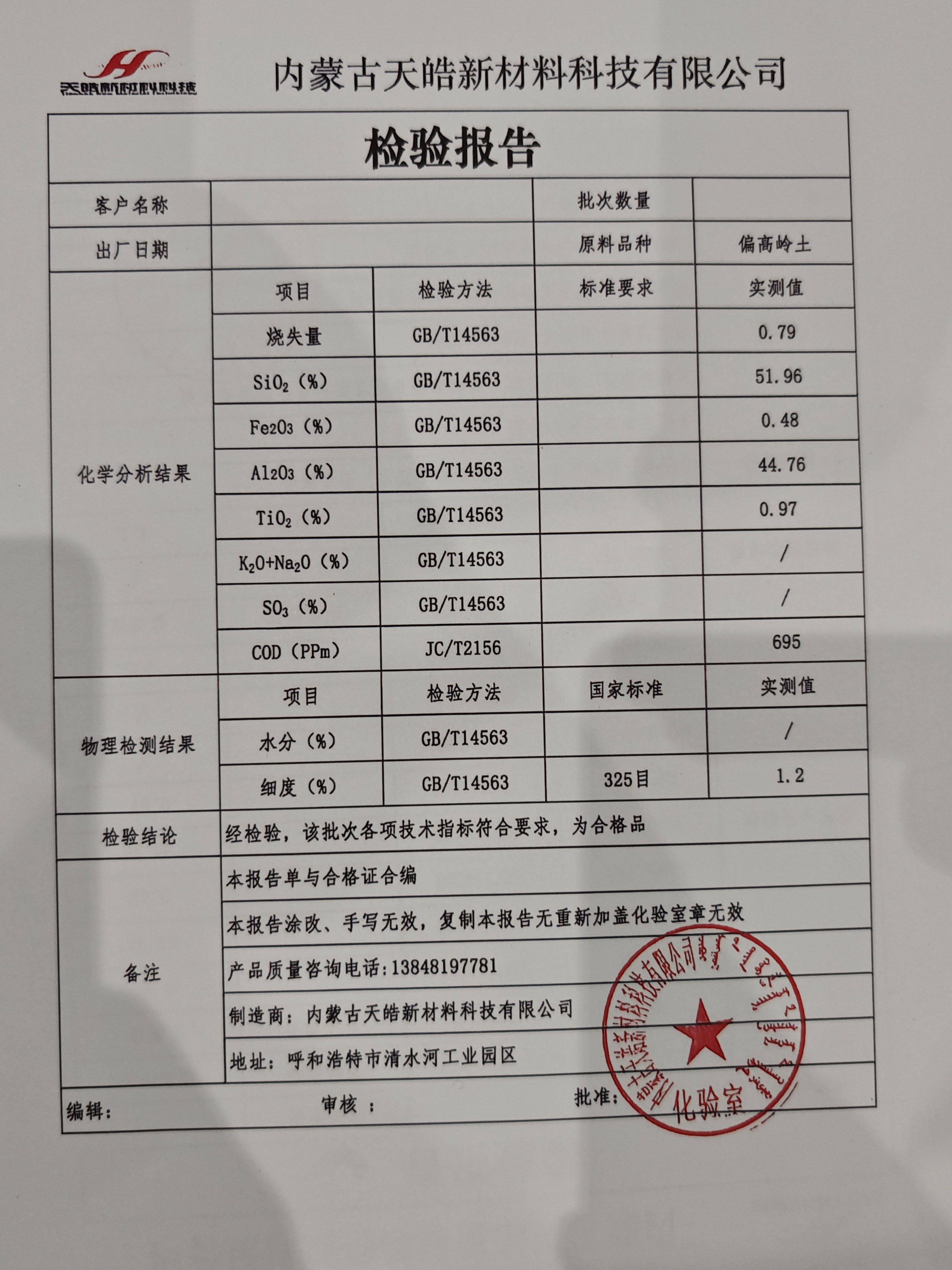 325目煅烧偏高岭土粉